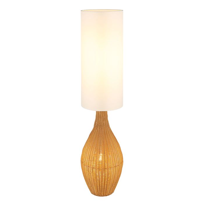 Witte landelijke vloerlamp stof, Nelleke, met schakelaar