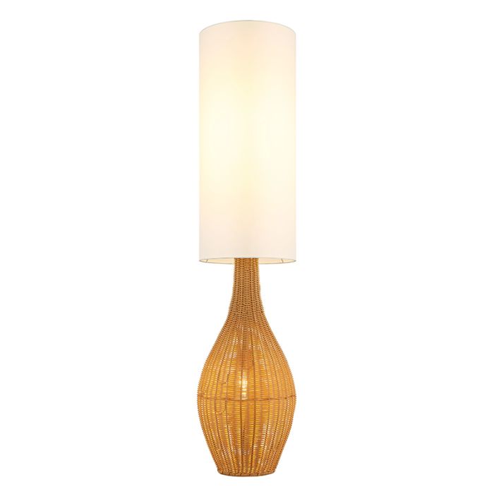 Witte landelijke vloerlamp stof, Nelleke, met schakelaar