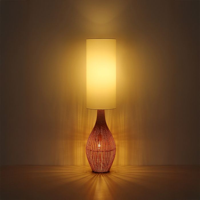 Witte landelijke vloerlamp stof, Nelleke, met schakelaar