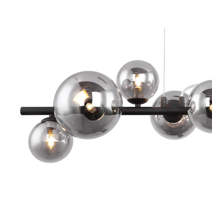 Design hanglamp Melinda, zwart, rookglas