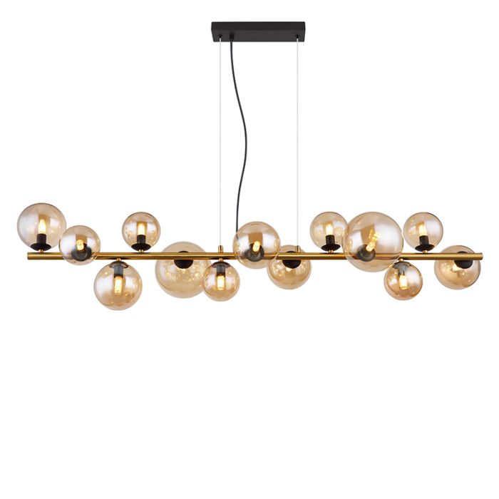 Amberkleurige design hanglamp glas, Melinda