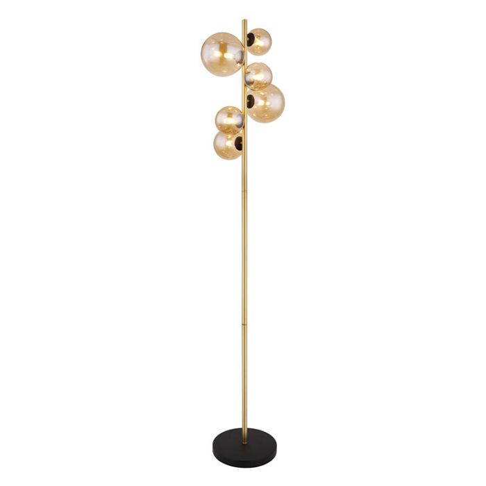 Design vloerlamp Melinda, amber, glas
