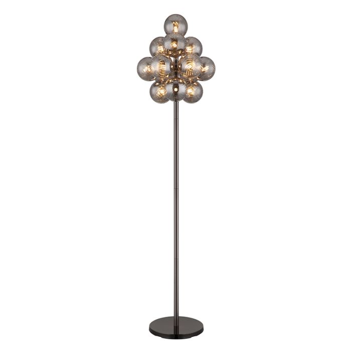 Retro vloerlamp rookglas, Ozan, met schakelaar