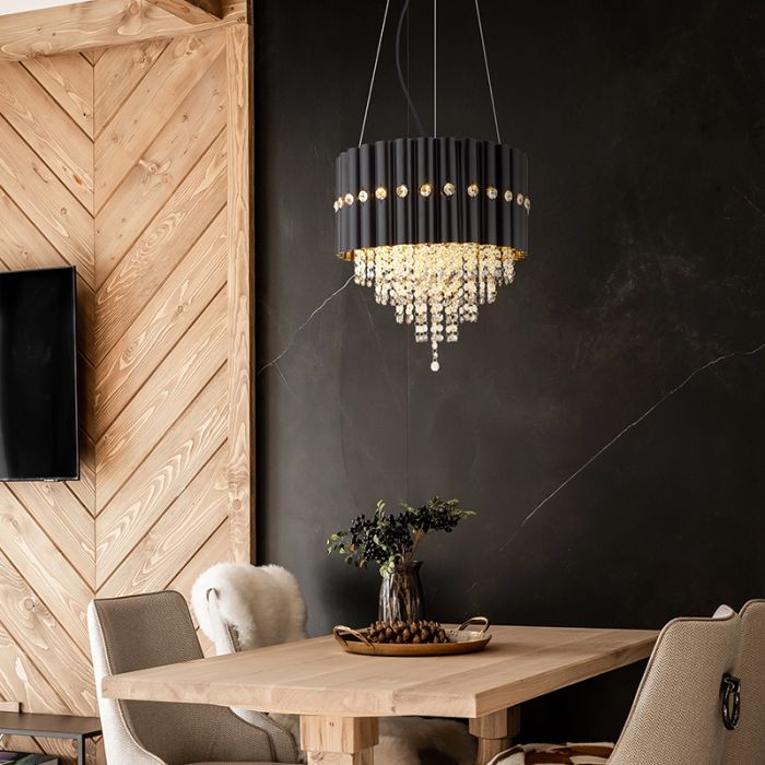 Zwarte design kroonluchter kristal, Moniek