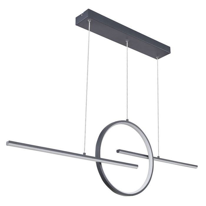 Design hanglamp Wieger, antraciet, metaal, warm tot koud wit verstelbare LED