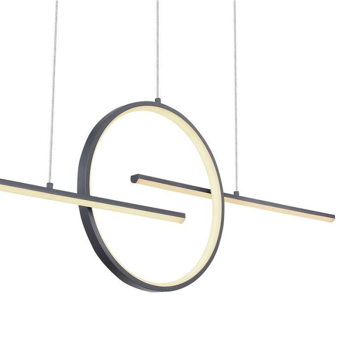 Design hanglamp Wieger, antraciet, metaal, warm tot koud wit verstelbare LED