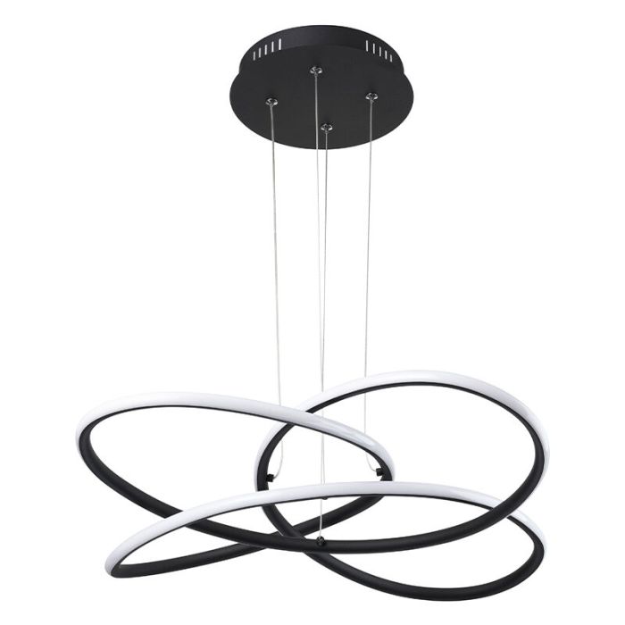 Moderne eettafel hanglamp Polina, zwart, metaal, 3000K LED