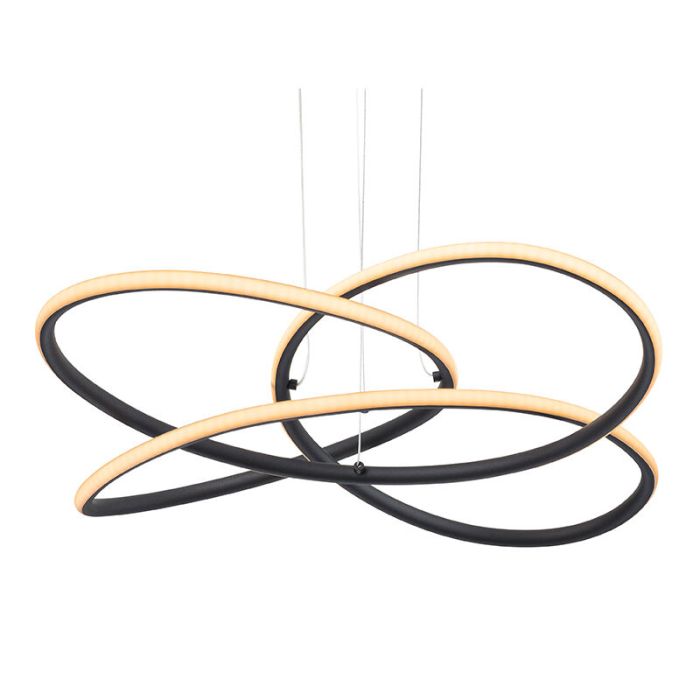 Moderne eettafel hanglamp Polina, zwart, metaal, 3000K LED