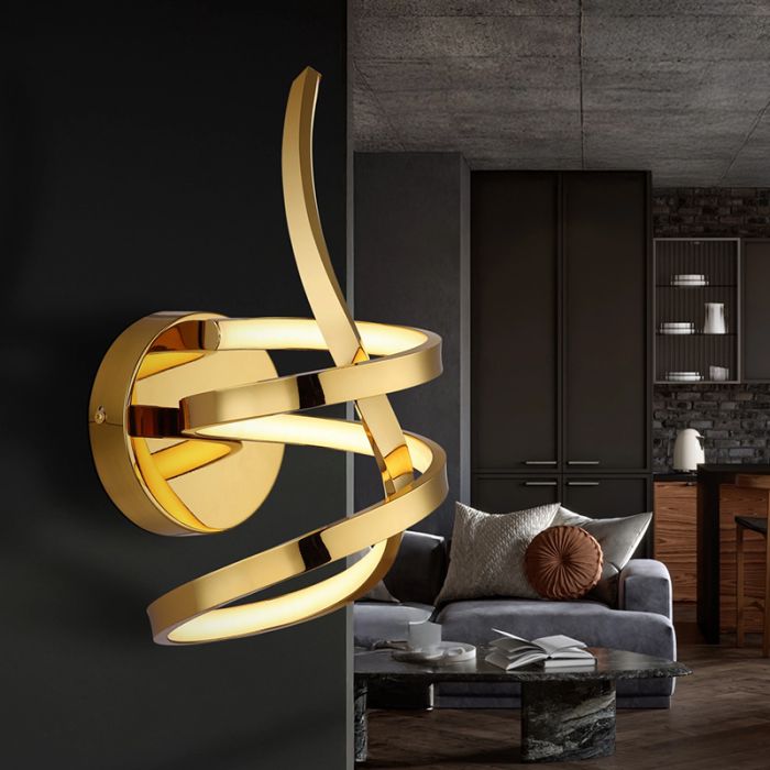 Gouden design wandlamp aluminium, Mouhsine, 18W, 3000K LED