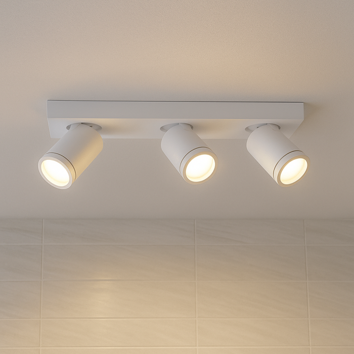 Witte badkamer plafondspot Kenan, 3L, IP44