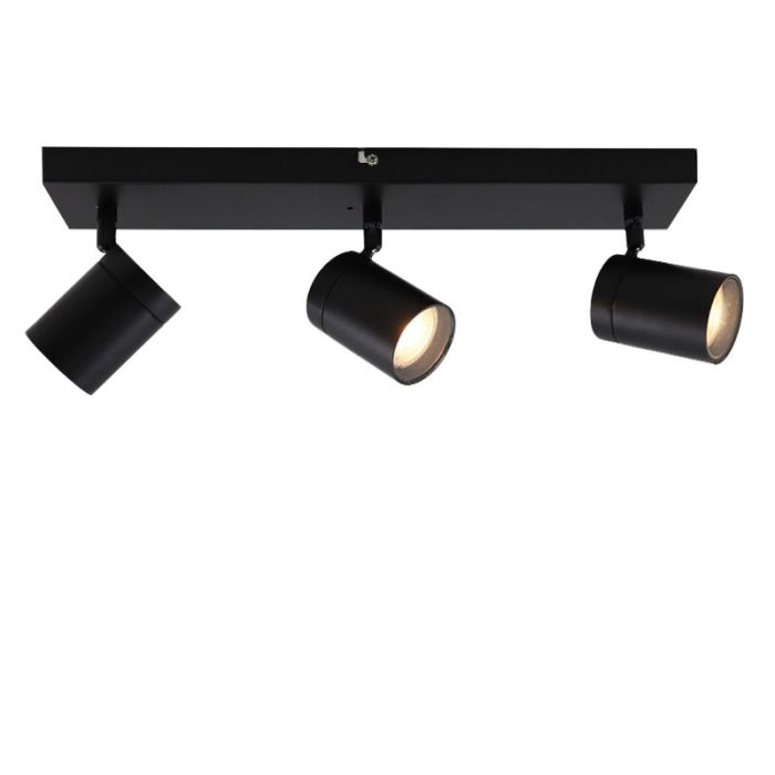 Zwarte plafondspot Ciara, aluminium, modern, IP44, 3L