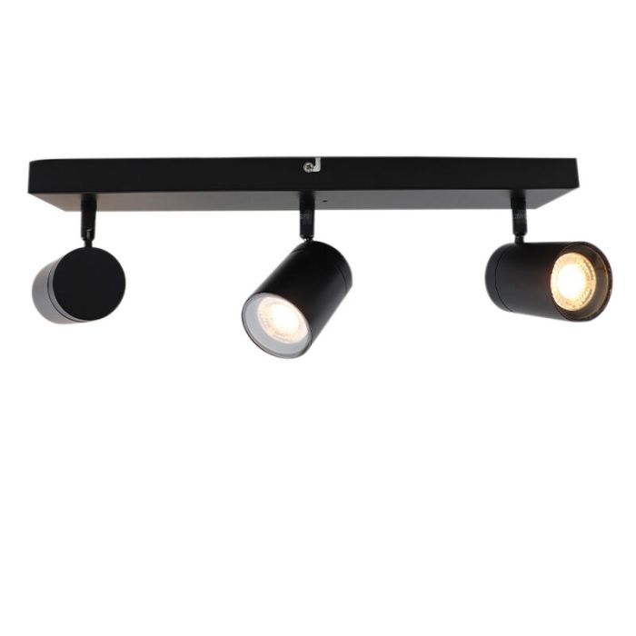 Zwarte plafondspot Ciara, aluminium, modern, IP44, 3L