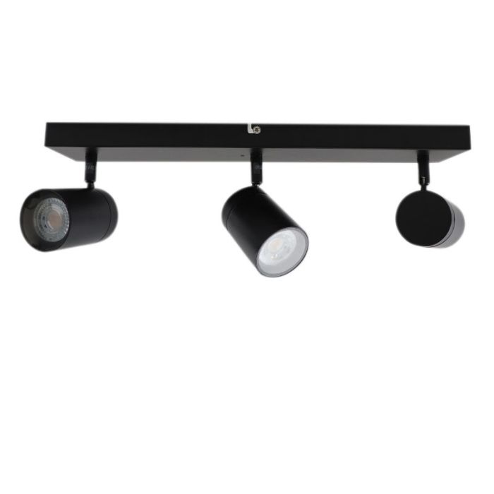 Zwarte plafondspot Ciara, aluminium, modern, IP44, 3L