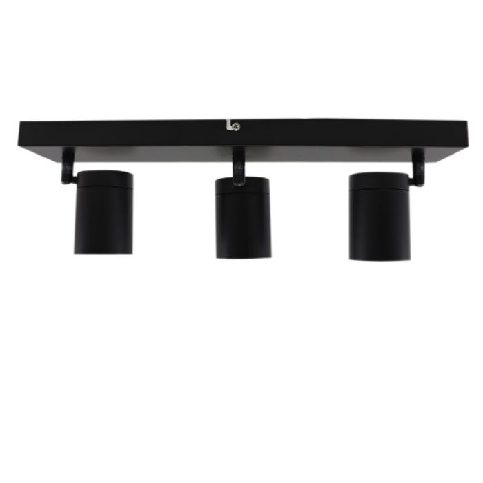 Zwarte plafondspot Ciara, aluminium, modern, IP44, 3L
