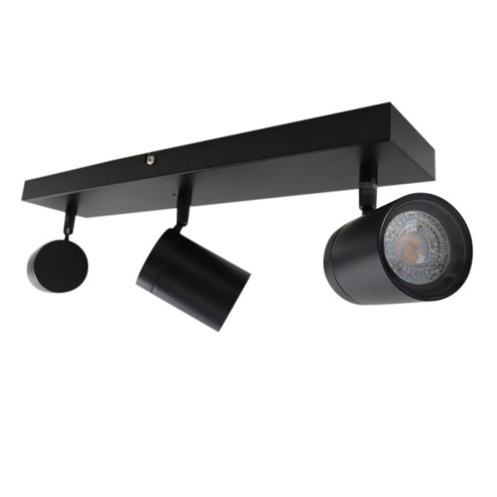 Zwarte plafondspot Ciara, aluminium, modern, IP44, 3L