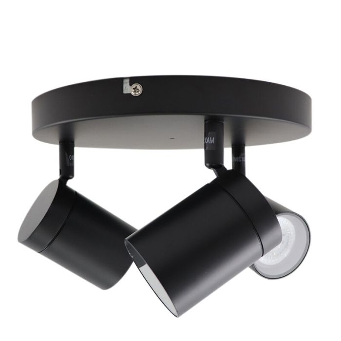 Zwarte plafondspot Ciara, aluminium, modern, IP44, 3L