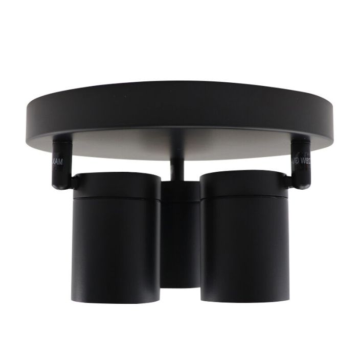Zwarte plafondspot Ciara, aluminium, modern, IP44, 3L