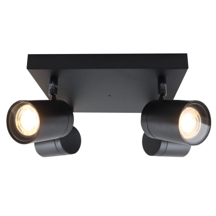 Zwarte plafondspot Ciara, aluminium, modern, IP44, 4L