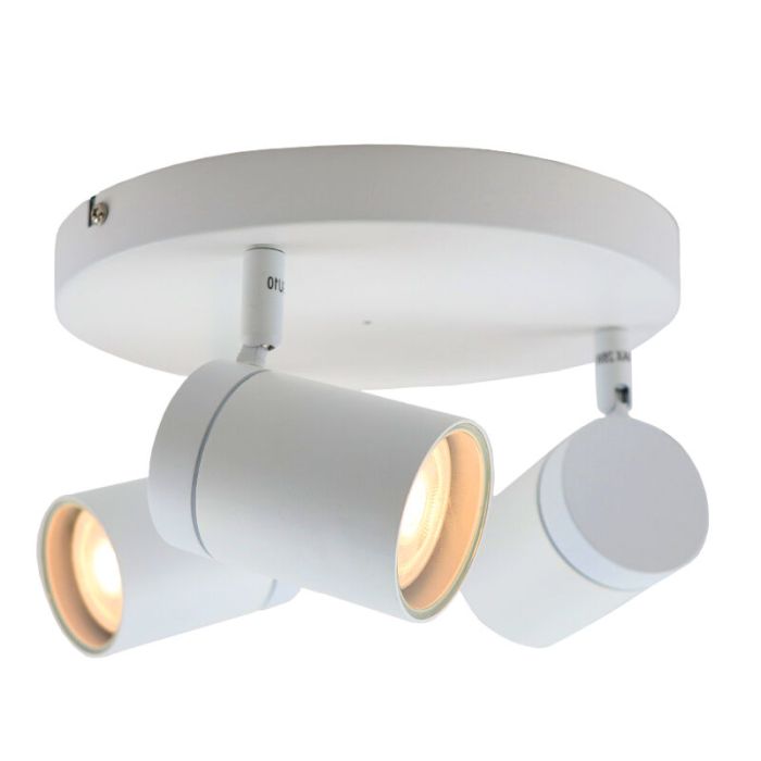 Witte plafondspot Ciara, aluminium, modern, IP44, 3L