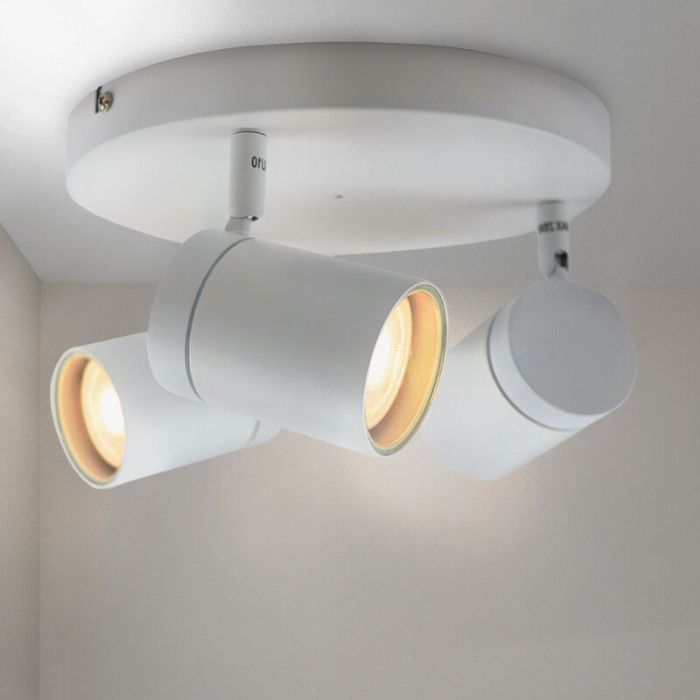 Witte plafondspot Ciara, aluminium, modern, IP44, 3L