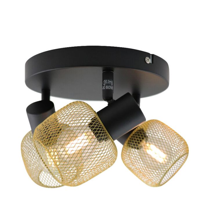 Gouden plafondspot Emado, aluminium, industrieel, 3L