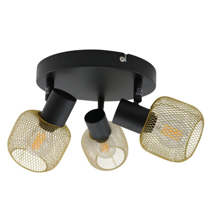 Gouden plafondspot Emado, aluminium, industrieel, 3L