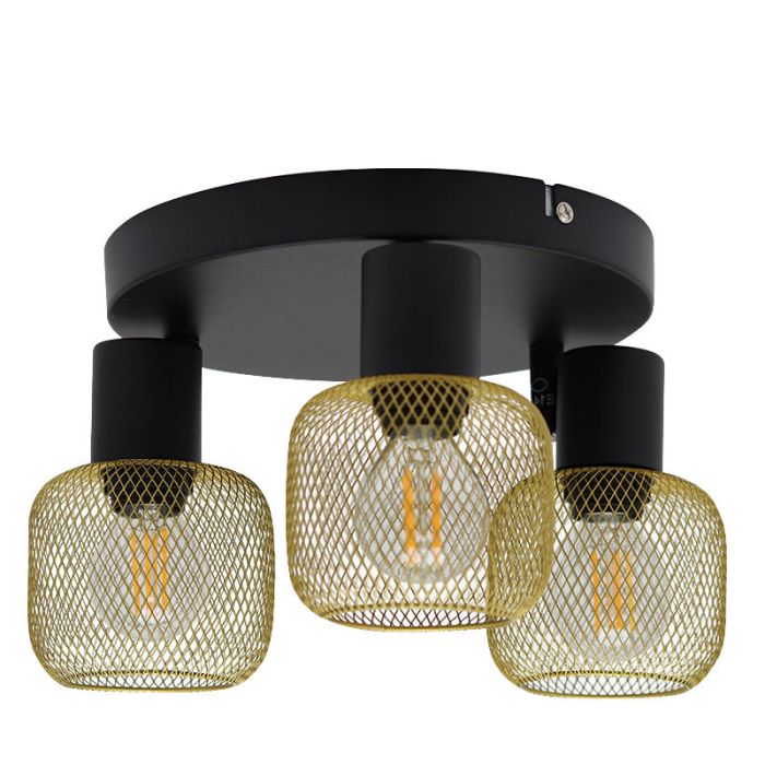 Gouden plafondspot Emado, aluminium, industrieel, 3L