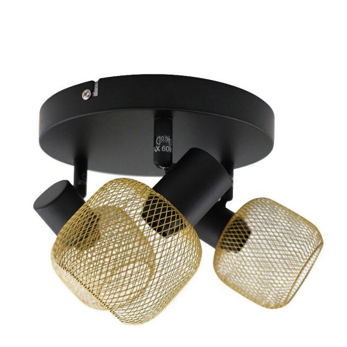Gouden plafondspot Emado, aluminium, industrieel, 3L