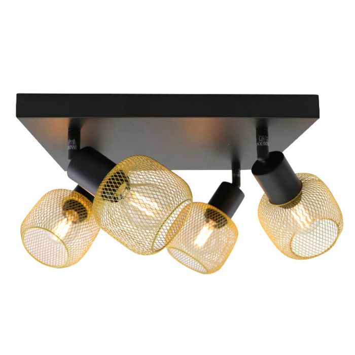 Gouden plafondspot Emado, aluminium, industrieel, 4L