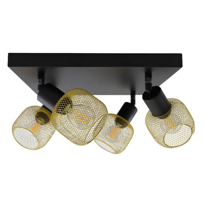Gouden plafondspot Emado, aluminium, industrieel, 4L