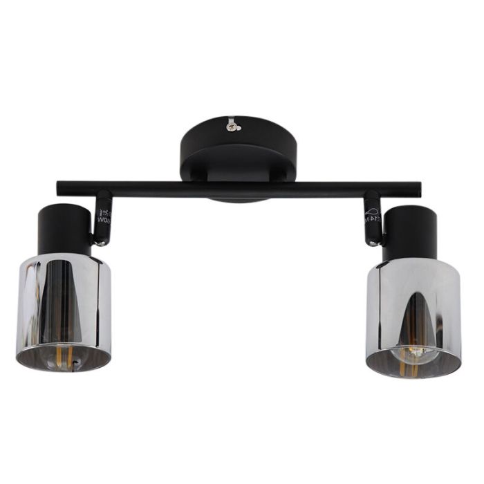 Zwarte plafondspot Crystal, glas, design, 2L
