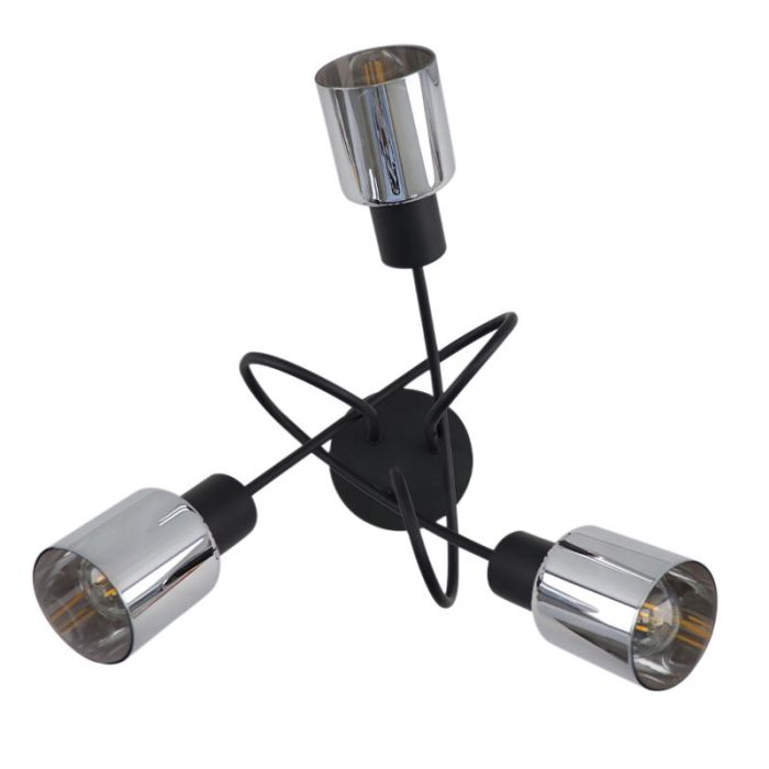 Zwarte plafondlamp Crystal, glas, design, 3L