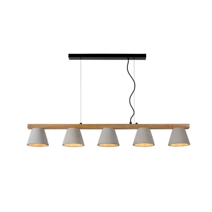 Grijze hanglamp Possio, Hout, Metaal