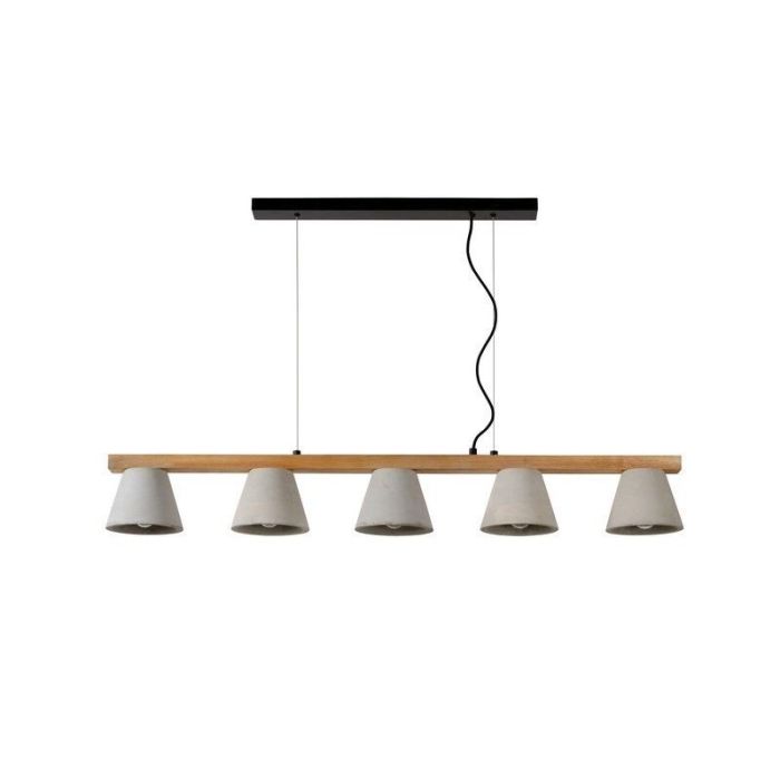 Grijze hanglamp Possio, Hout, Metaal