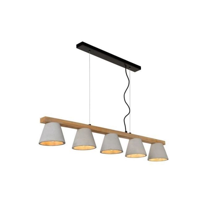 Grijze hanglamp Possio, Hout, Metaal