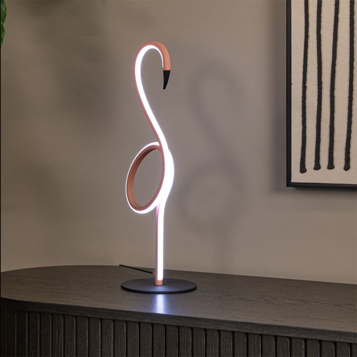 Roze tafellamp modern, Flamingo, 5,5W, RGB LED, met afstandsbediening