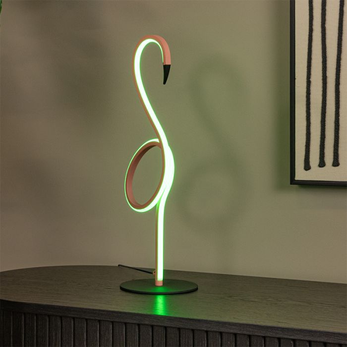 Roze tafellamp modern, Flamingo, 5,5W, RGB LED, met afstandsbediening