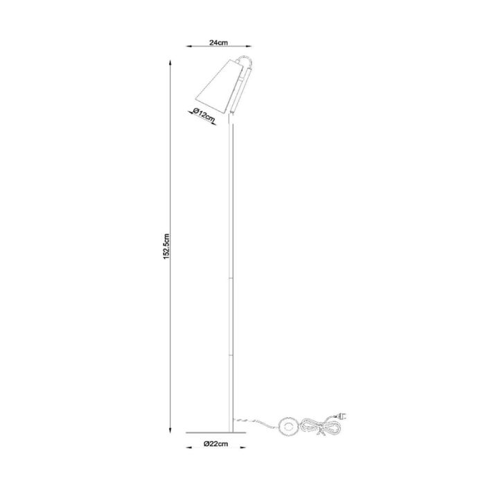 Grijze vloerlamp modern, Bensen, met schakelaar
