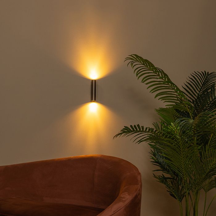 Roestkleurige up down wandlamp modern, Dupla