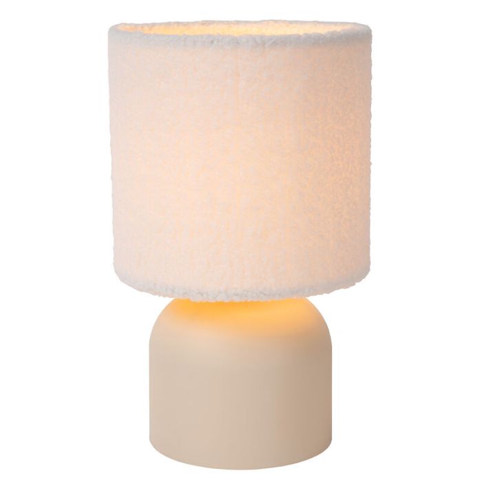 Beige tafellamp vintage, Woolly, met schakelaar