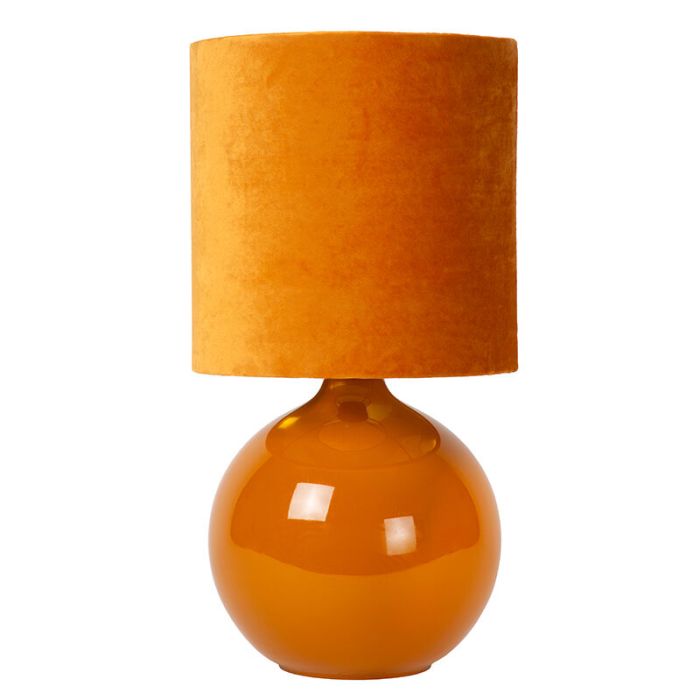Gele tafellamp retro, Esterad, met schakelaar