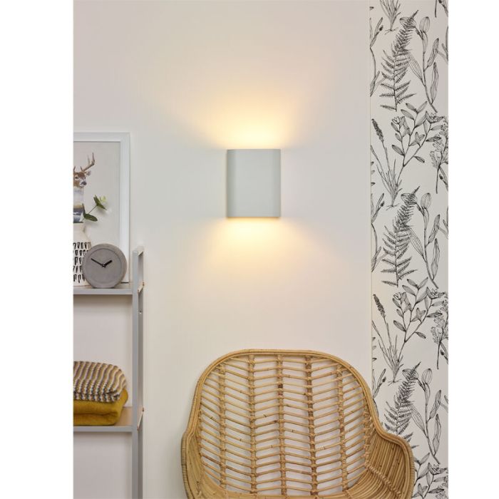 Witte up down wandlamp modern, Ovalis