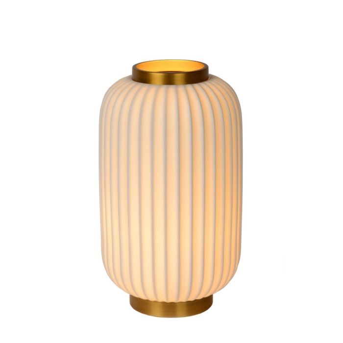 Witte tafellamp Gosse, steen