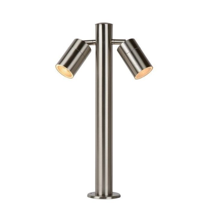 Arne staande buitenlamp, Mat chroom, 2 lampjes