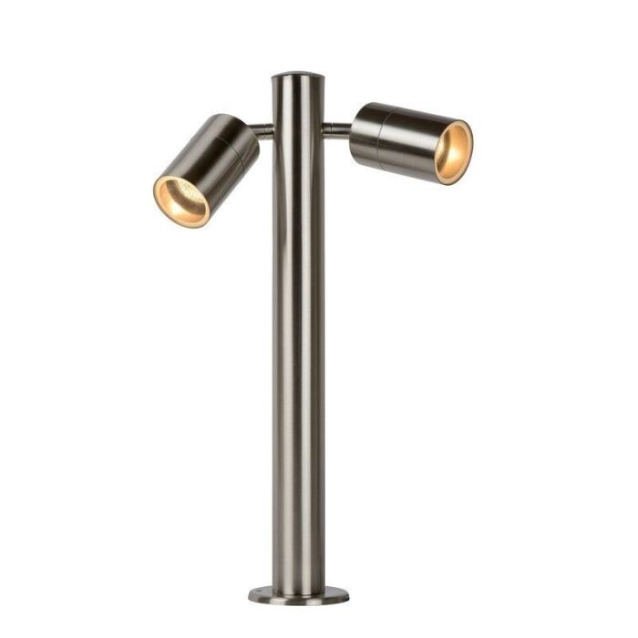 Arne staande buitenlamp, Mat chroom, 2 lampjes