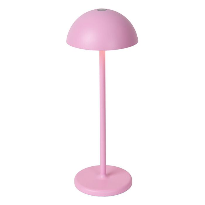 Roze buiten tafellamp retro, Joy, 1,5W, 3000K LED, IP54, met touchdimmer