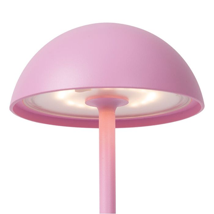 Roze buiten tafellamp retro, Joy, 1,5W, 3000K LED, IP54, met touchdimmer