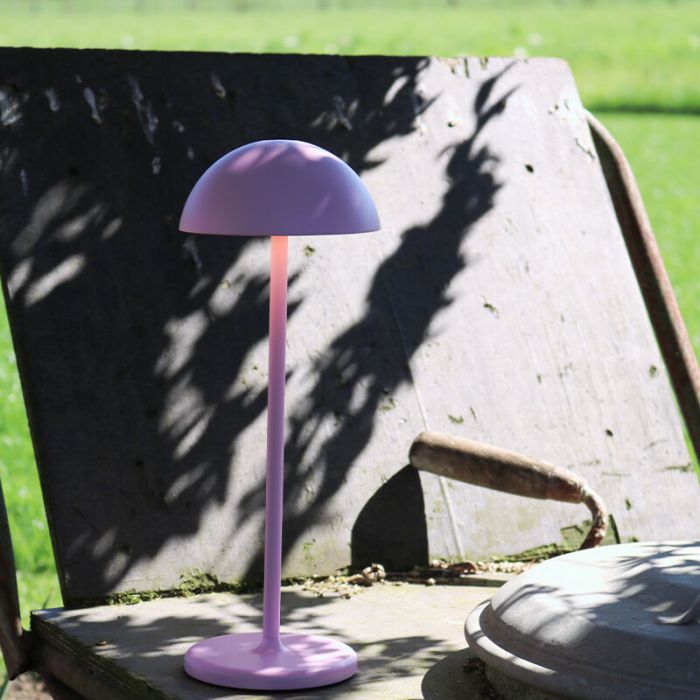 Roze buiten tafellamp retro, Joy, 1,5W, 3000K LED, IP54, met touchdimmer