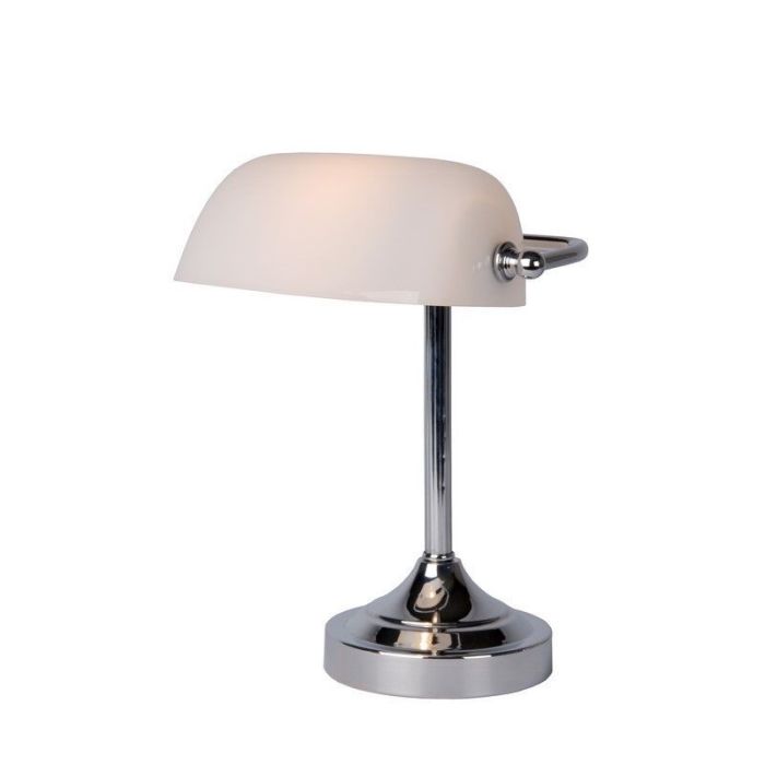 Witte bureaulamp klassiek, Banker, met schakelaar