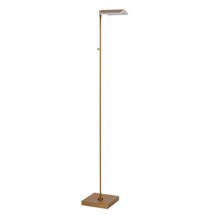 Messing staande leeslamp modern, Aaron, 12W, 2700K LED, met touchdimmer